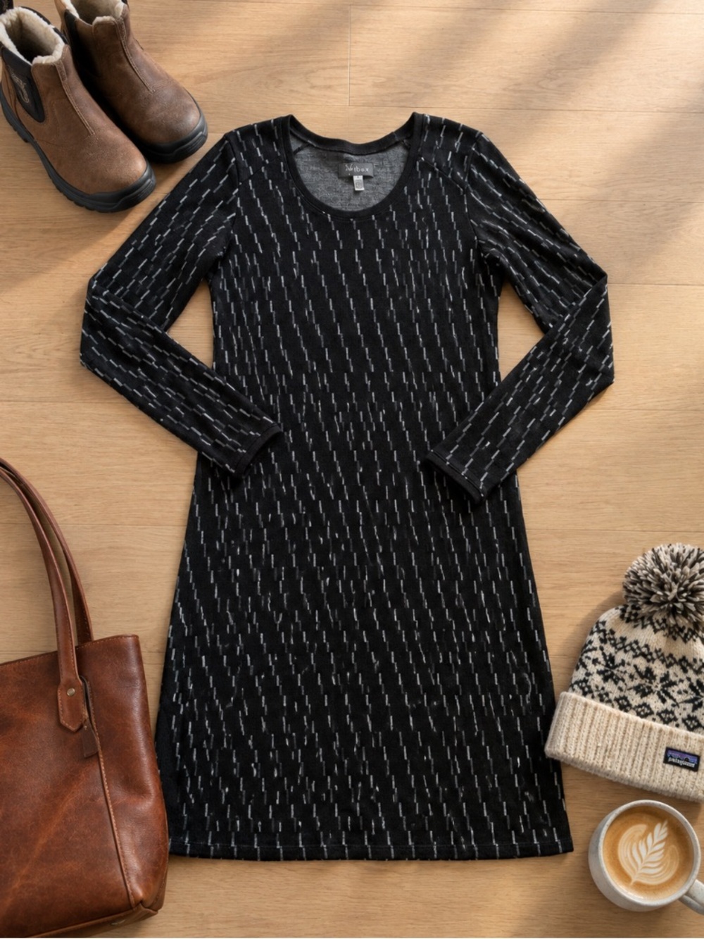 Ibex Juliet Annis Sweater Dress 100% Merino Wool Women’s M Apres Ski Black